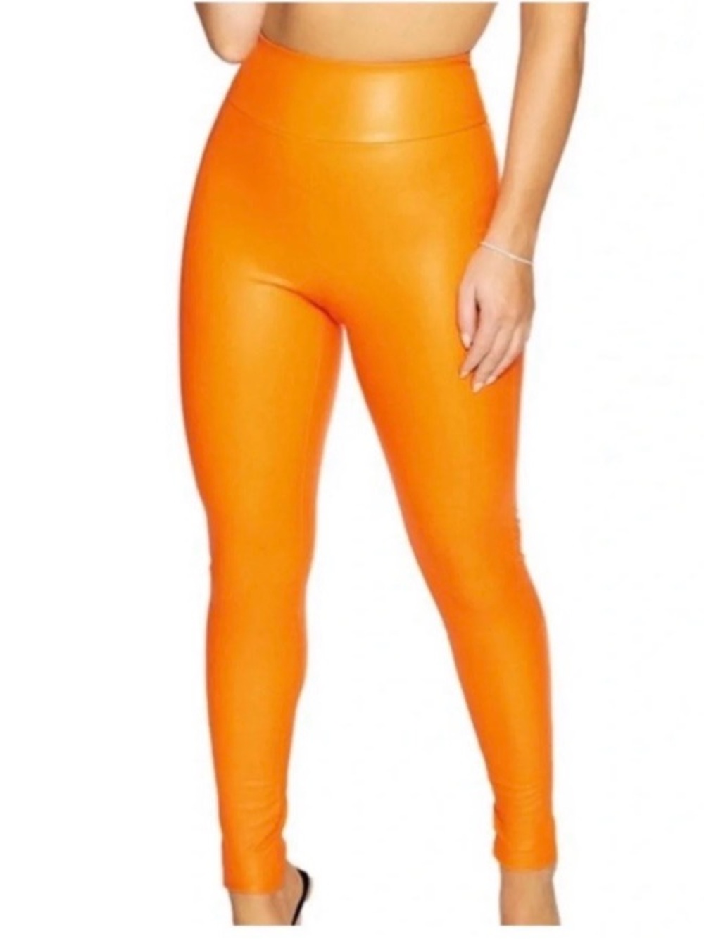 naked wardrobe Bright Orange High-Waist Leggings